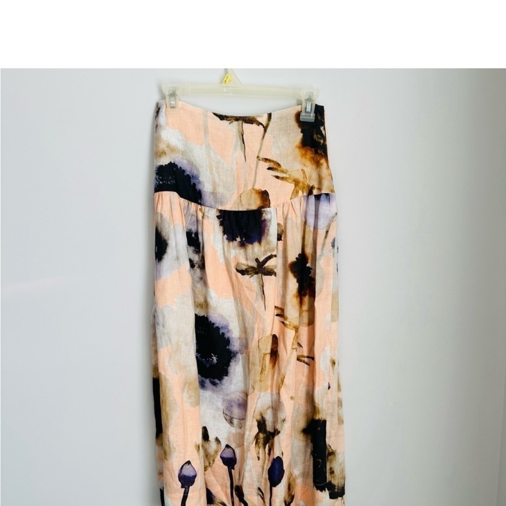Karina Grimaldi Devi Skirt Linen Peach Monet Size Large NWT $268 - Picture 3 of 7